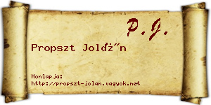 Propszt Jolán névjegykártya