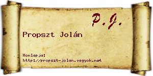 Propszt Jolán névjegykártya